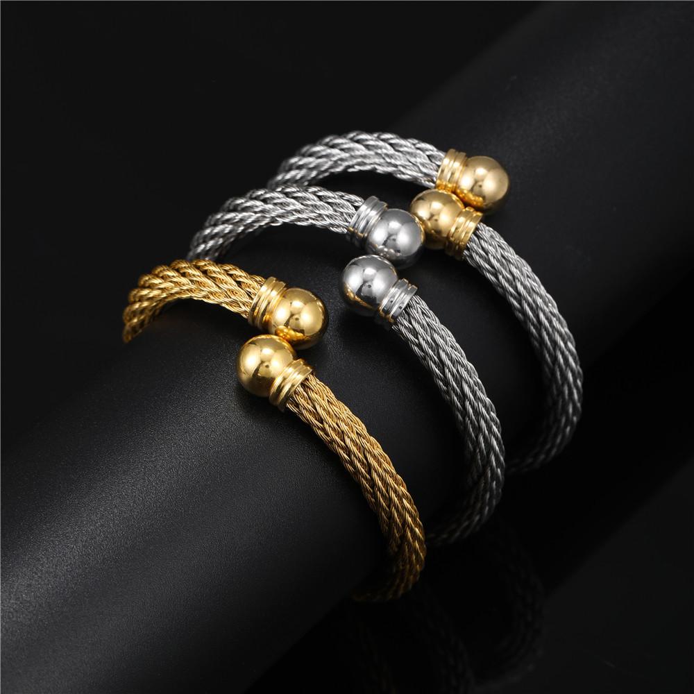 Titanium Steel Geometric Cuff Bracelet With Electroplating For Men Women Fashion Accessory