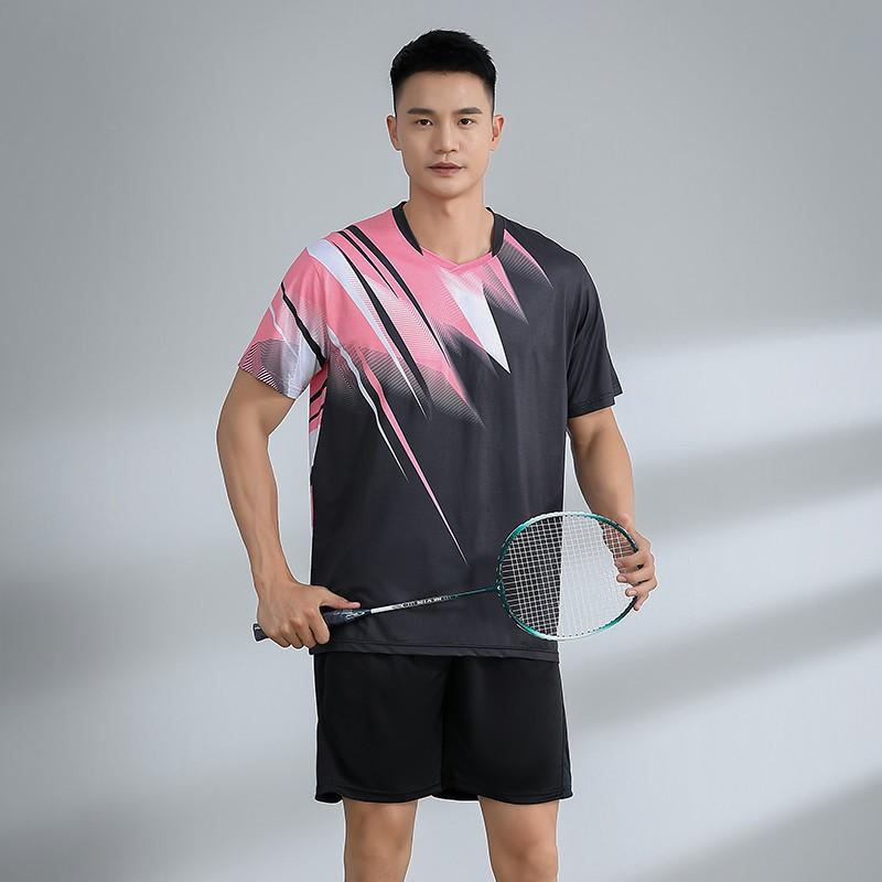 Quick-Dry Badminton Sport Set Men Women Athletic Wear Tennis Volleyball Table Uniform With Number Printing