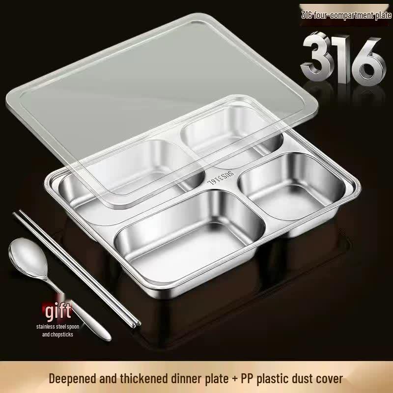 HANDUNYOU 316 Stainless Steel Divided Meal Plate