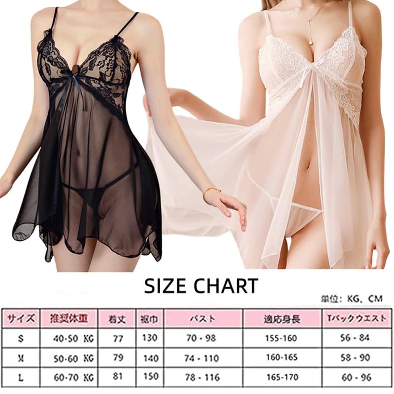 SARADEMUNT Sexy Plus Cute Half Babydoll, Sexy, Popular, Lingerie, Size, Sheer, Underwear, Nightgown, Slip, 240116-white-L