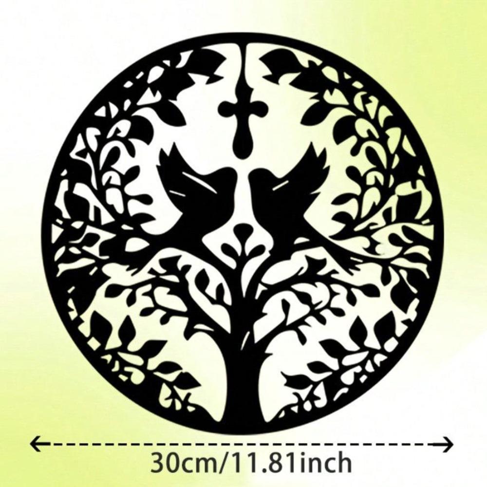 

Black White Metal Wall Decor Christian Couples Love Tree Birds Art Durable Iron Indoor Outdoor Ornament TY9775-01