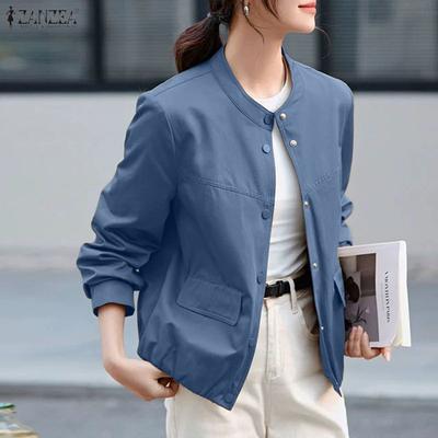 Women Casual Round Neck Solid Color Long Sleeve Blouse