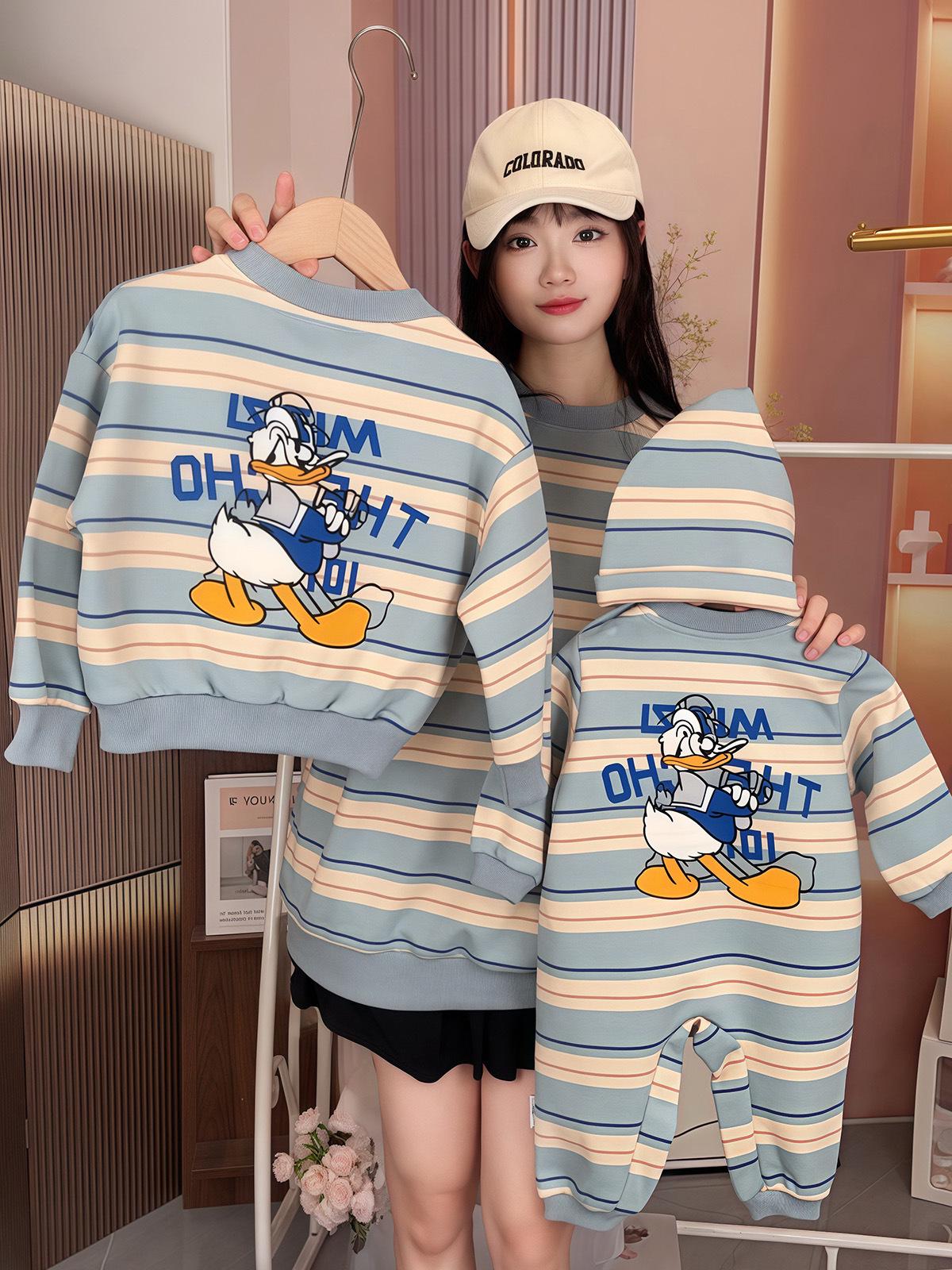 

Семейный полосатый осенний свитшот: Топ с круглым вырезом для родителей и детей и детский ромпер 90cm (20-28 kg)