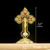 HT Gold Plated Jesus Crucifix Statue Cross Religion Metal Craft Prayer Gift Home Car Table Cross