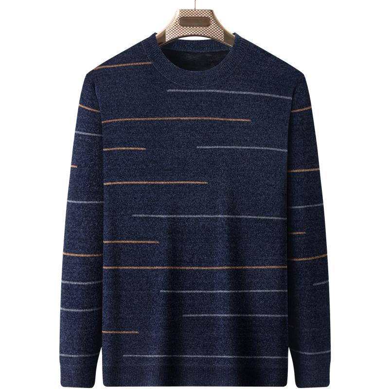 Men's Plus Velvet Thickened Chenille Sweater: Warm Winter Knitwear for Middle-Aged and Elderly Dads