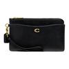 L-Zip 20 Solid Color Double-Sided Zipper Leather Wristlet Small Women Wristlet Black C8434-B4BK