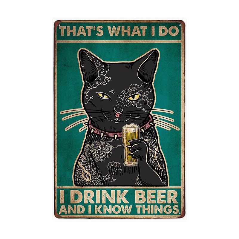 Lustiges Katzen-Vintage-Metallschild, Teller, Dekoration, Hausmalerei, Wohnzimmer, Tierhandlung, Poster, Wand, Retro-Dekor, Kunstplakate, 20 × 30 cm