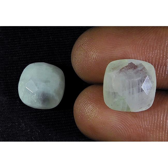 11X11MM Natural Rainbow Moonstone Briolette Cut Rectangular Gems 2 Pcs Lot RML-575