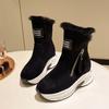Shoes For Women Elegant With Medium Heels Womens Snow Boots Half High Tassel Black Mid Calf Gothic Trend 2024 Stylish Y2k