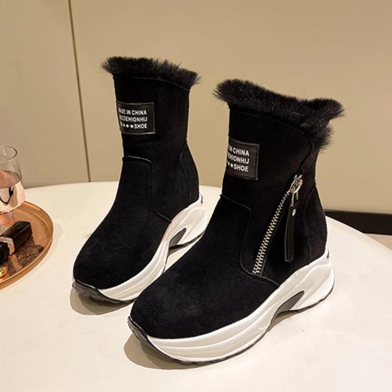 Shoes For Women Elegant With Medium Heels Womens Snow Boots Half High Tassel Black Mid Calf Gothic Trend 2024 Stylish Y2k