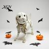 Weather Resistant Garden Statues Skull Puppy Resin Figurine, Halloween Retro Skeleton Dog Statue, Aged Sculptures Gothic Desktop Ornament for Bars And
