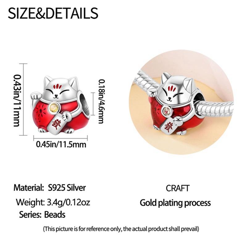Girl Metal Chinese Knot Lucky Cat Lion Dance Charms Fit Original Bangle Necklace Make your own Beads Ideal for Accessory Elegant Fashion Beautiful