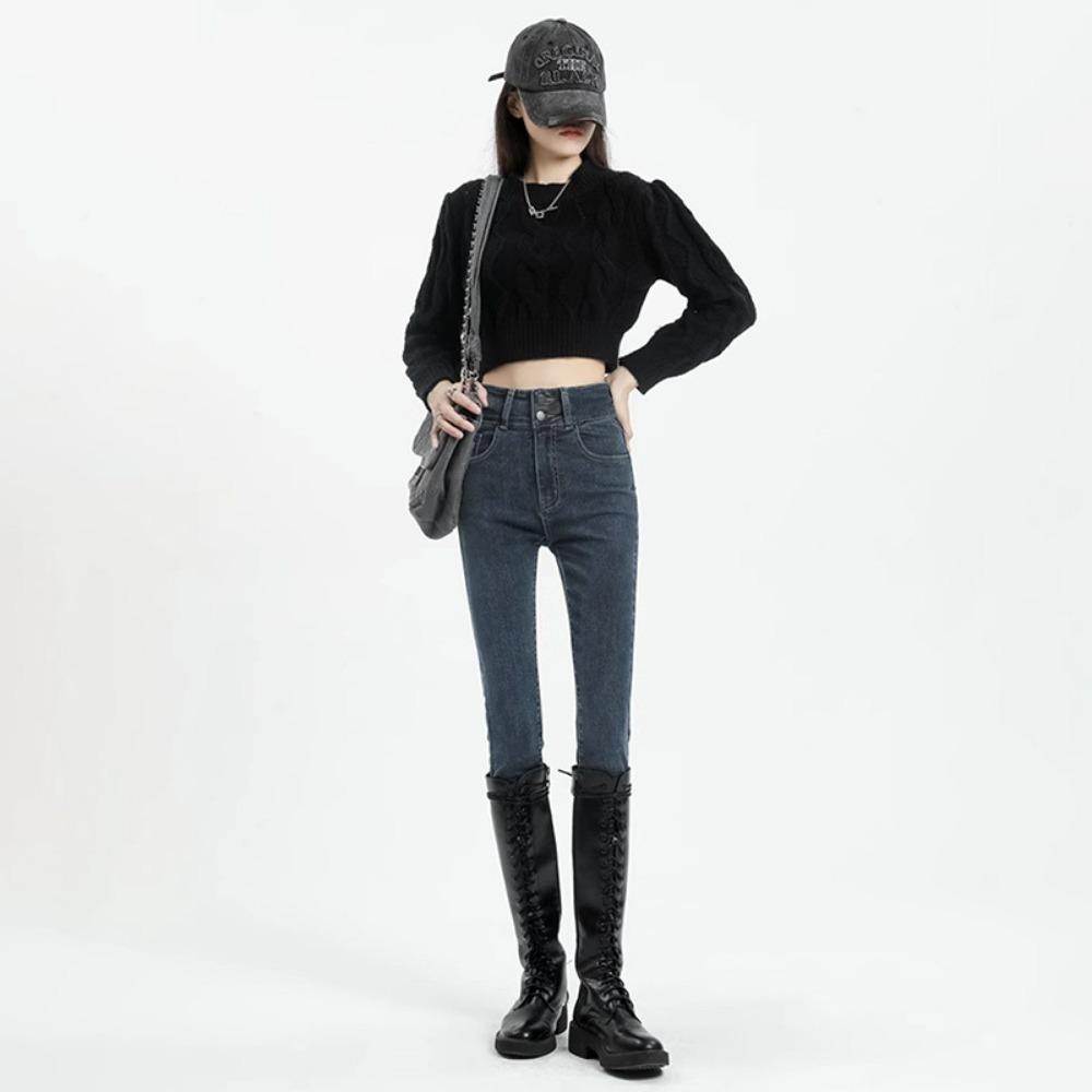 Casual skinny small-footed jeans women's autumn and winter 2025 new high-waisted and thin small pencil jeans