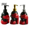 Badezimmer Seifenspender 200ml Flasche, Sanfte Schaumbildung Künstlerisches Schwarz-Rot Design Spender Große Kapazität für Dekoration