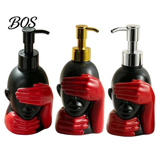 Badezimmer Seifenspender 200ml Flasche, Sanfte Schaumbildung Künstlerisches Schwarz-Rot Design Spender Große Kapazität für Dekoration