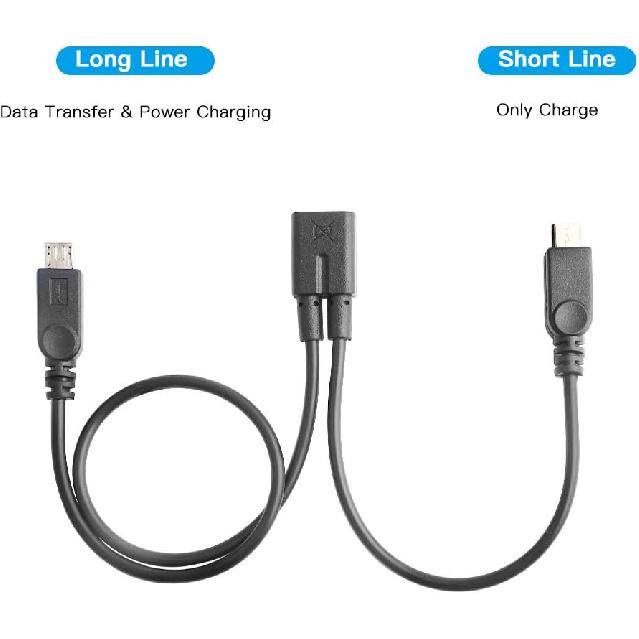 ELECTOP Micro USB Female to 2 Micro USB Male Splitter Cable