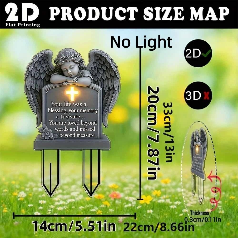 Angel Shaped Angel Garden Stake UV-Resistant Memorial Cherub Yard Sign  Adding Solemn Atmospheres