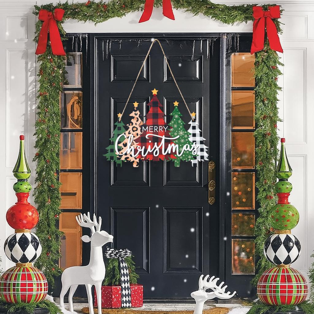 Christmas Wooden Door Hanging Merry Christmas Decorations for Home 2025 Navidad Xmas Tree Ornament Wall Pendant New Year 2026