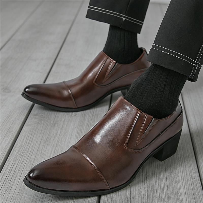 British Designer Gentleman New Pointed Chelsea Business Elevator Shoes For Men Fashion Dress Wedding Prom Homecoming Footwear