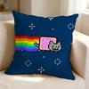 PixelArt Cartoon NNyan CCat  Square DoubleSided Printed Pillow Case Bedroom Bedside Pillow Sofa Cushion Cover