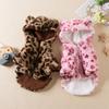 Warm Fleece Dog Hoodie Coat Winter Pet Clothes for Small Dogs French Bulldog Puppy Leopard Print Jacket Cozy Pet Costume Outfit
