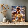 Disney Princess and The Frog Princess Tiana Golden Crown Pearl Painting Starlight Gold Glowing Dress Emerald Necklace Theme Unframed Art Painting