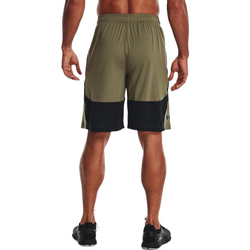 Under Armour SS22 Color Block Logo Elastische Sporthosen Herren Shorts Grün 1361511-361