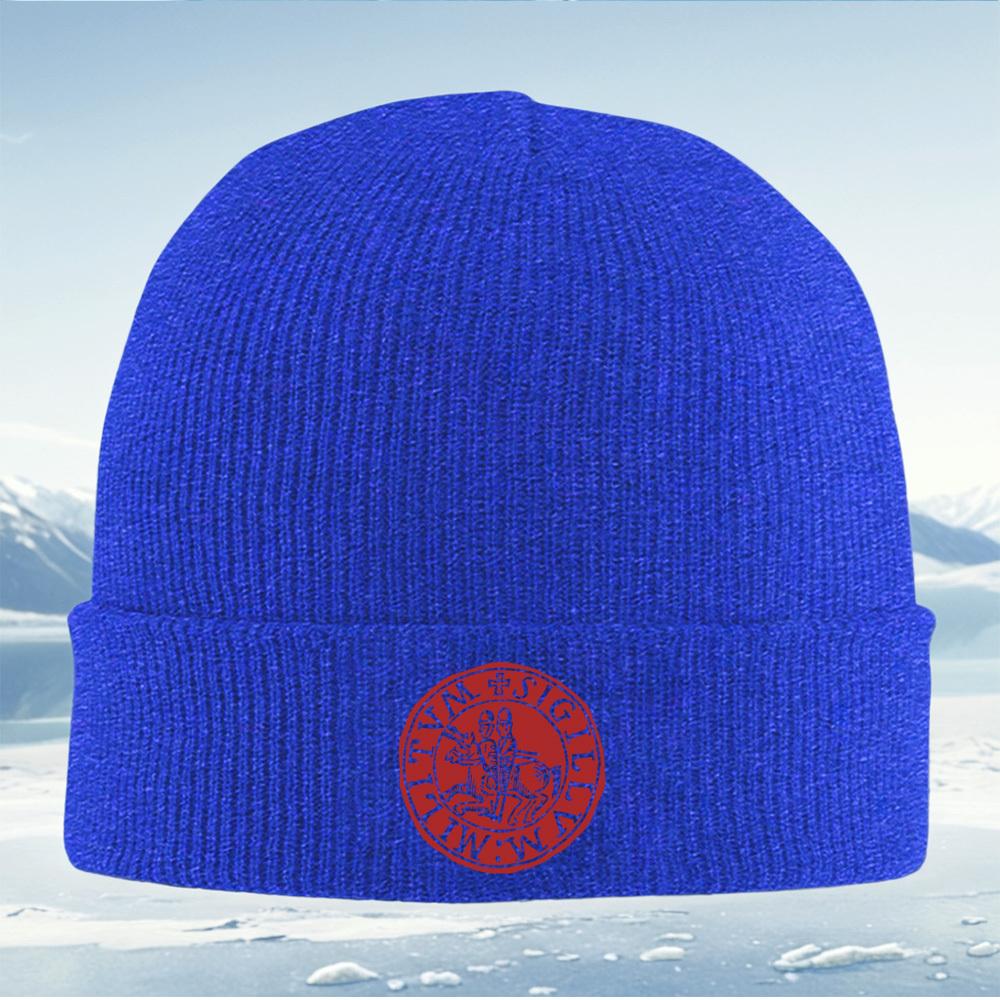 Knights on horse,with cross sigil Men Women Unisex Knitted Hat Beanie Pullover Cap Winter Thermal Warm Christmas Outdoor Cycling
