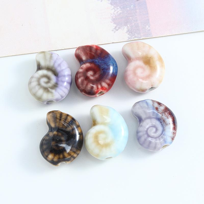5pcs/Lot Mix Ceramics Shell Conch Spacer Beads For Jewelry Making Supplies Ocean Animal Loose Bead DIY Necklace Earring Finding