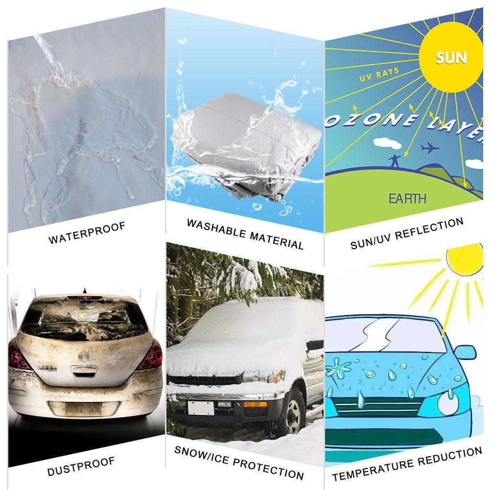 Universal 3 Layer Car Cover Waterproof All Weather UV Protection Windproof Outdoor Full Car Cover Fit Hatchback Sedan SUV MPV