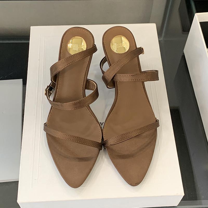 

High heels summer new open-toed cross-strap stiletto strap women s sandals 40 темно-коричневого