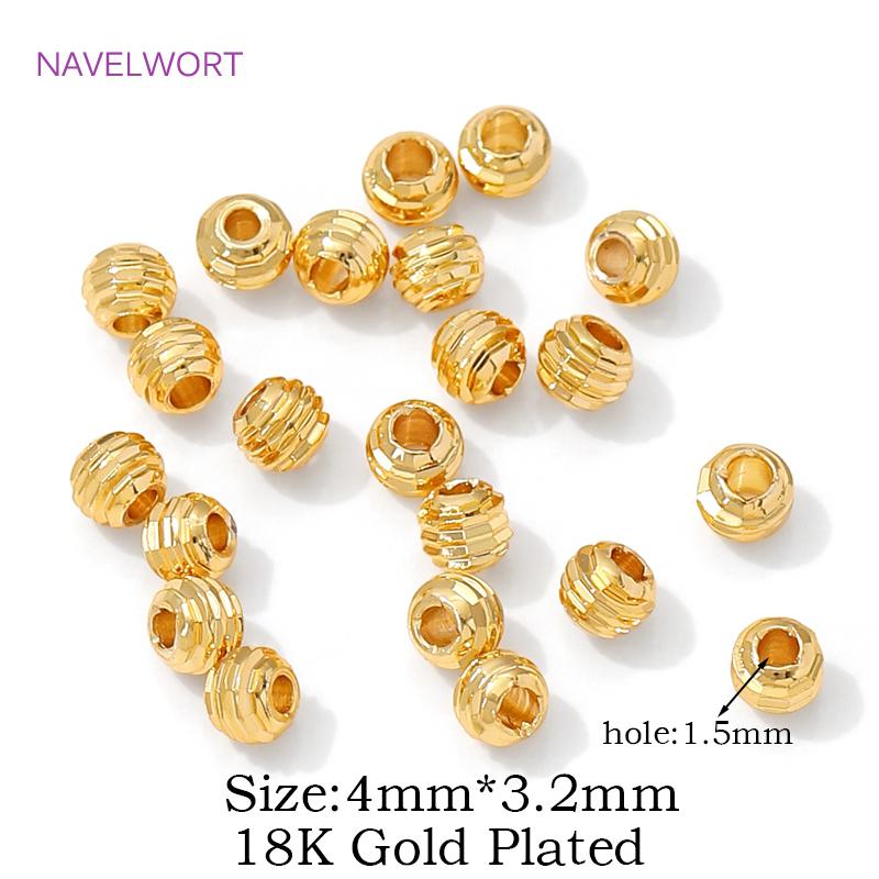 

18K Gold Plated Brass Round Stripe Spacer Beads For Jewelry,Separators For Beads,Accessories For Bracelets,DIY Beading Findings 30 Pieces