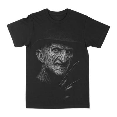 Freddy Krueger Męska Czarna Bawełniana Koszulka Horror Filmowy Vintage Styl Gotycki - Męska Letnia Bawełniana Koszulka z Nadrukiem