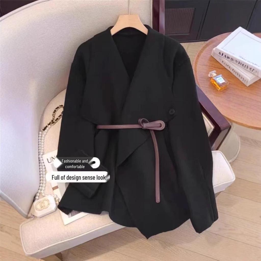 Elegant European & American Sweater Coat - Women's Autumn/Winter Knit, Loose Fit with Waist-Cinching Design, Versatile for Any Occasion