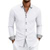 Herren Slim Fit Hemd mit Kontrastbesatz Langarm Button-Down Business Casual Oberteile