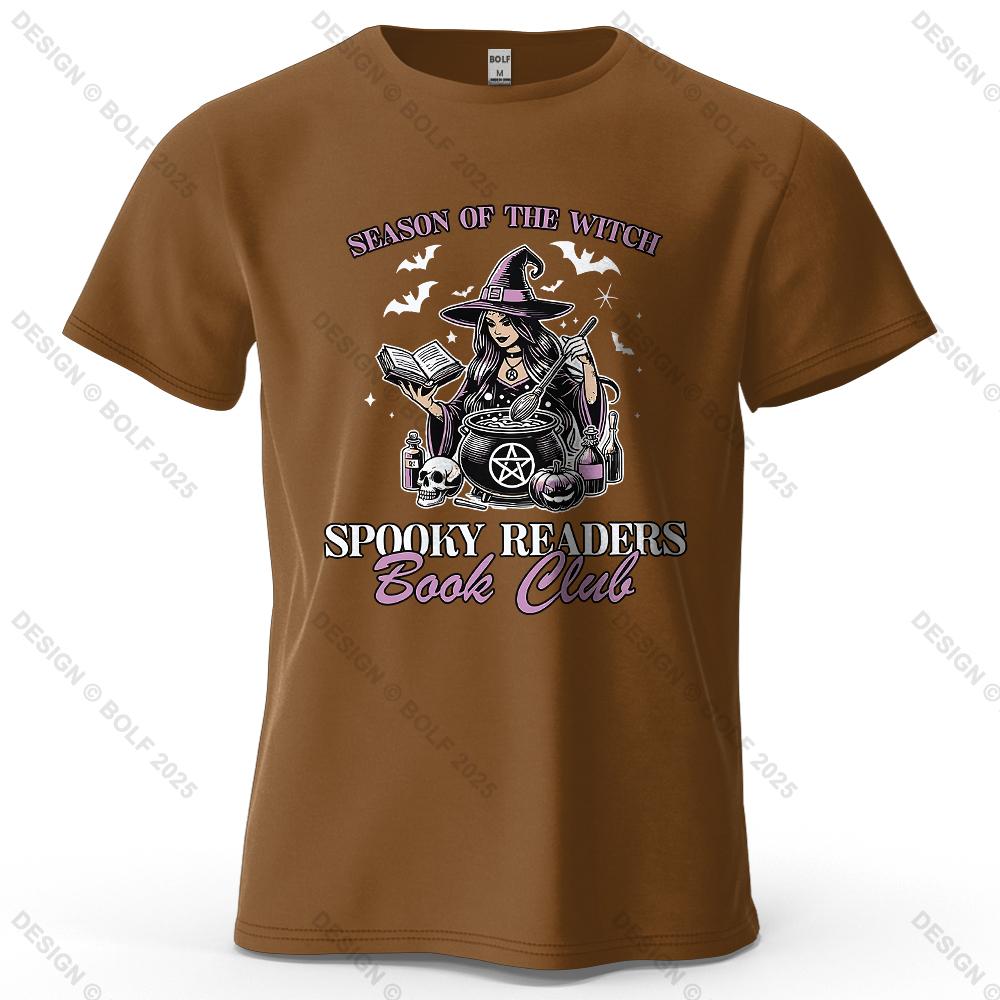 Witchy Book Club Printed Men's T-Shirt 100% Cotton Oversized Mysterious Unique Graphic Tees for Women Tops Tees Reading