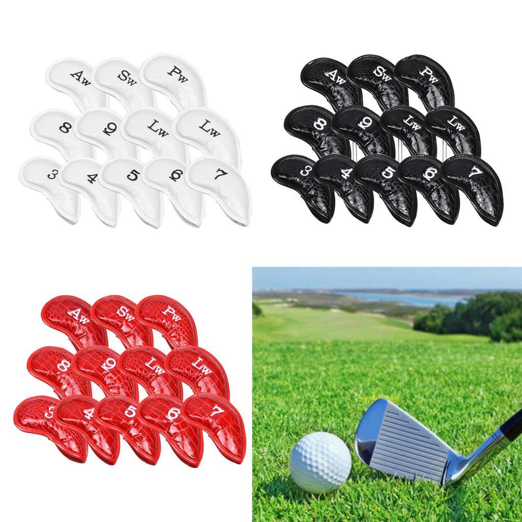12 Pieces Golf Cover Anti-Slip Waterproof PU Golfer Clubs Protective Practice Equipment