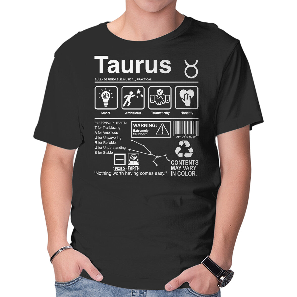 Unisex Crew Neck T-Shirt Taurus Label Graphic Short Sleeve Casual Tee XXXL