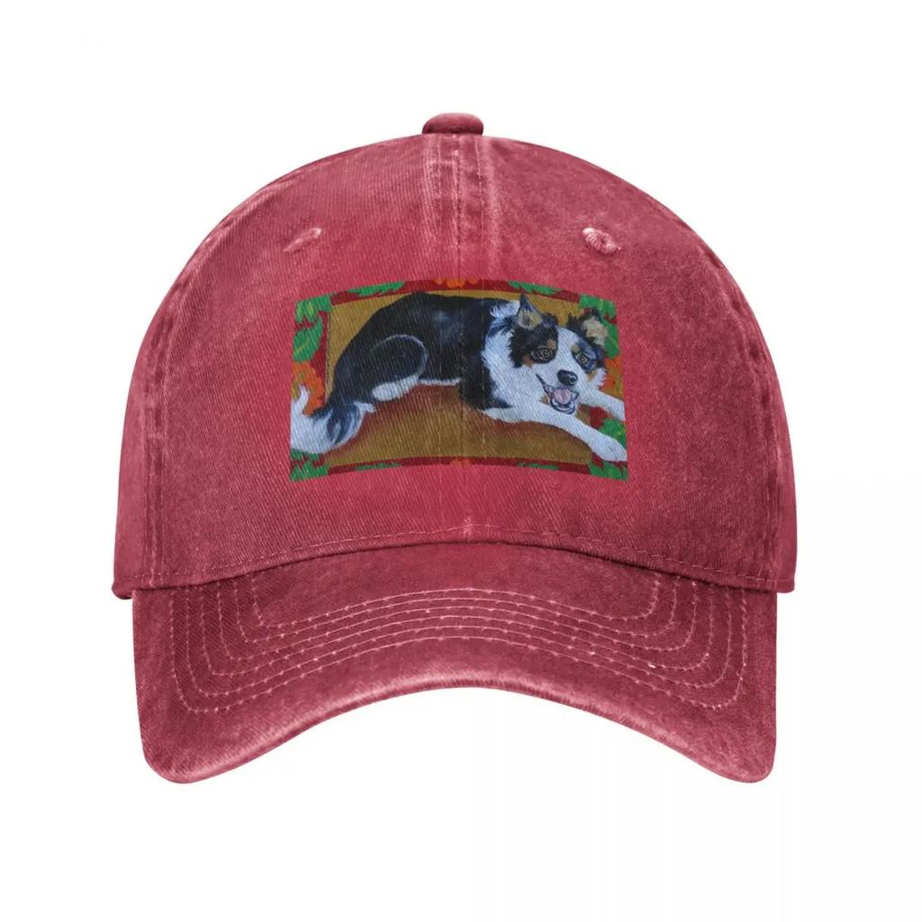 Border Collie Ready To Work Baseball Cap Dad Hat Luxury Unisex Cap Trucker Hat Vintage Womens Hats For The Sun Unisexs