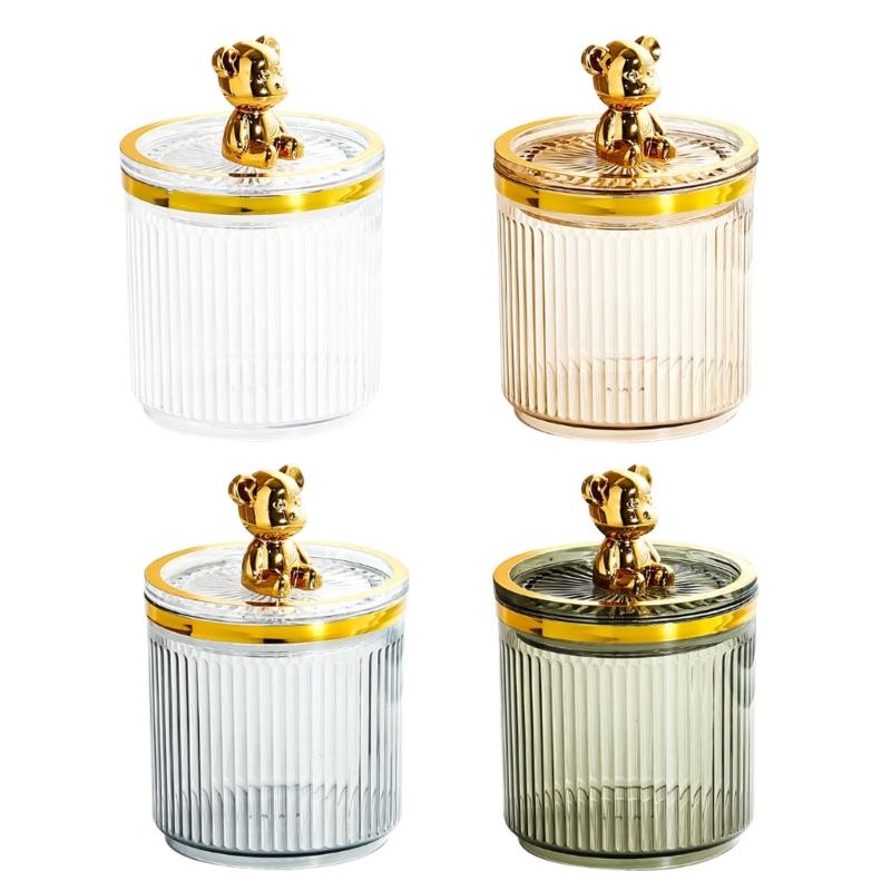 Luxury Bear Cotton Pad Organizer Bathroom Storage Box for Cotton Swabs Toothpick Cosmetics Jewelry Makeup Container Box