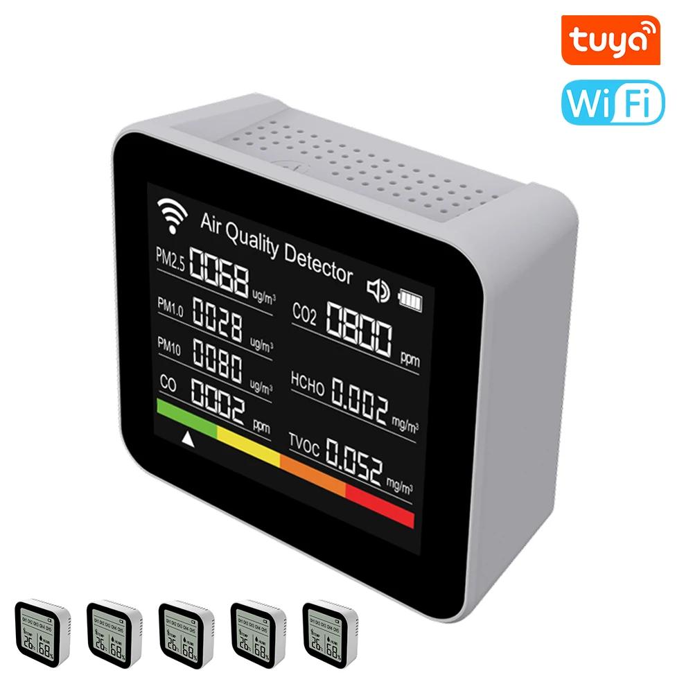 20 in 1 Tuya WIFI Air Quality Detector CO/CO2/TVOC/HCHO/PM2.5/PM1.0/PM10/Temp/Humidity/Time/Date/Alarm with 3/5pcs Sub-sensors