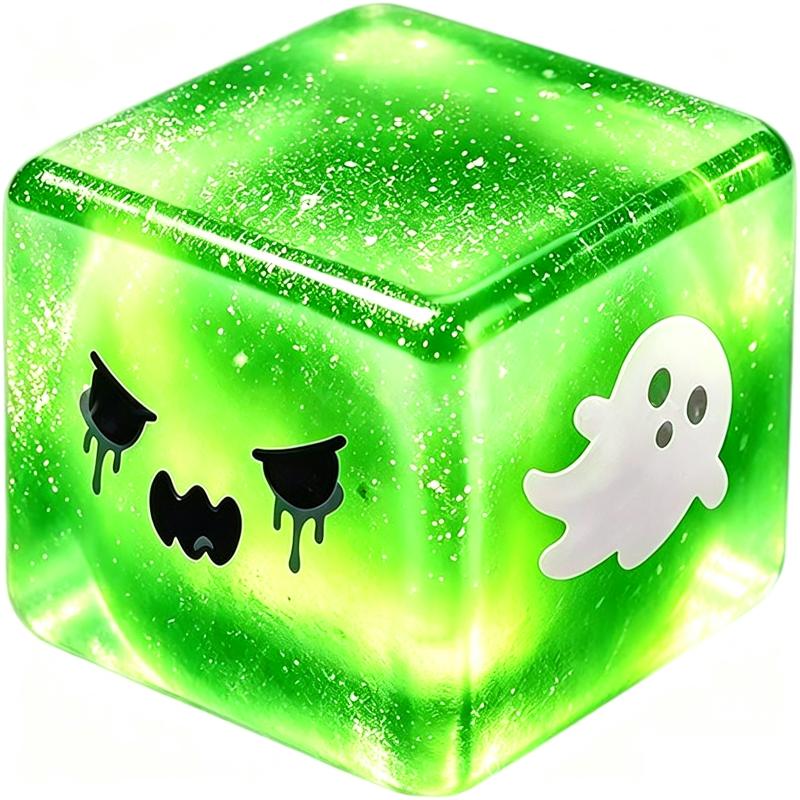 Halloween Spooky Cube Squishies Toy Transparent Glitter Maltose Stress Relief Squeeze Toy For Party Favor Kids Gift Decor