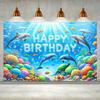 Marine-Thema Happy Birthday Banner Unterwasser Delfin und Meerestier Partydekorationen