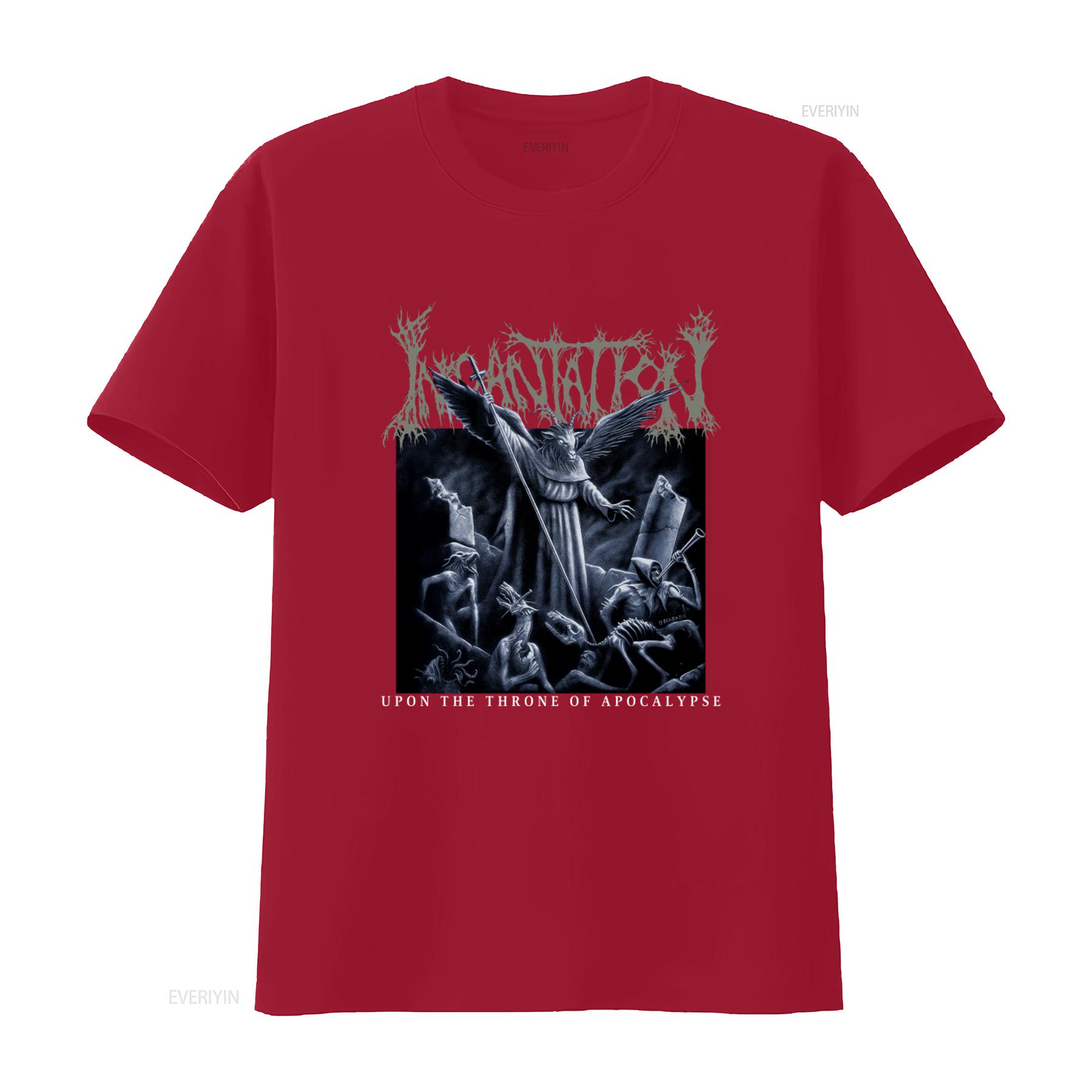 Incantation Upon The Throne Of Apocalypse Death Metal Band T Shirt vintage Washed streetwear designer clothes Unisex Stylish S