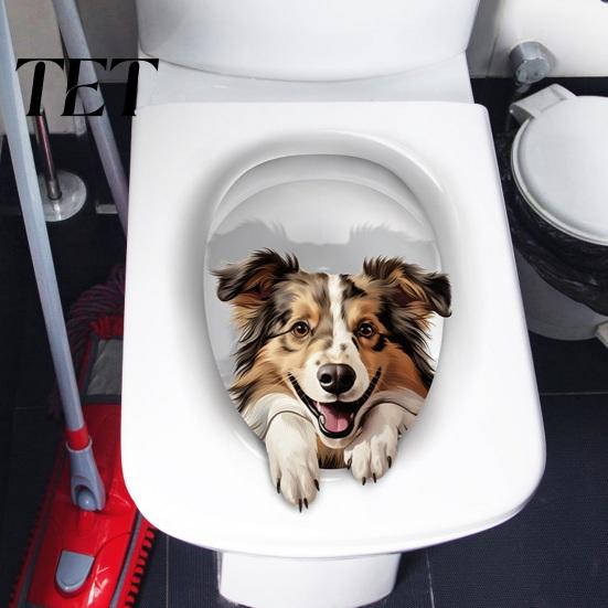 Wasserdichte Toilettensitz-Aufkleber 3D Cartoon Katze Sticker, Niedliche Tier Deckel Kreative Kunst Aufkleber, Lustige Selbstklebende Badezimmer Wanddeko Einfach Abziehbar