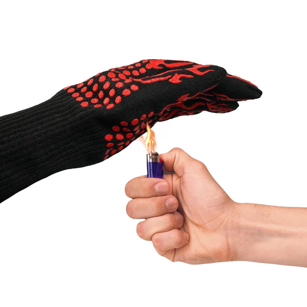High Temperature Resistant BBQ Gloves, Heat Insulation Fireplace Grilling Gloves, Anti-scald Oven Glove for Ktichen Baking Grill