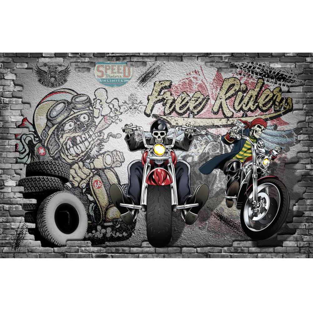 Cool 3d Graffiti Wallpaper 3d Motorcycle Car Mural Bar Cafe Club Wallpaper Car Shop Industrial Decoration Wallpaper