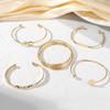 European & American Rhombus Braided Bangle Set: 5 Irregular Punk-Inspired Bangles