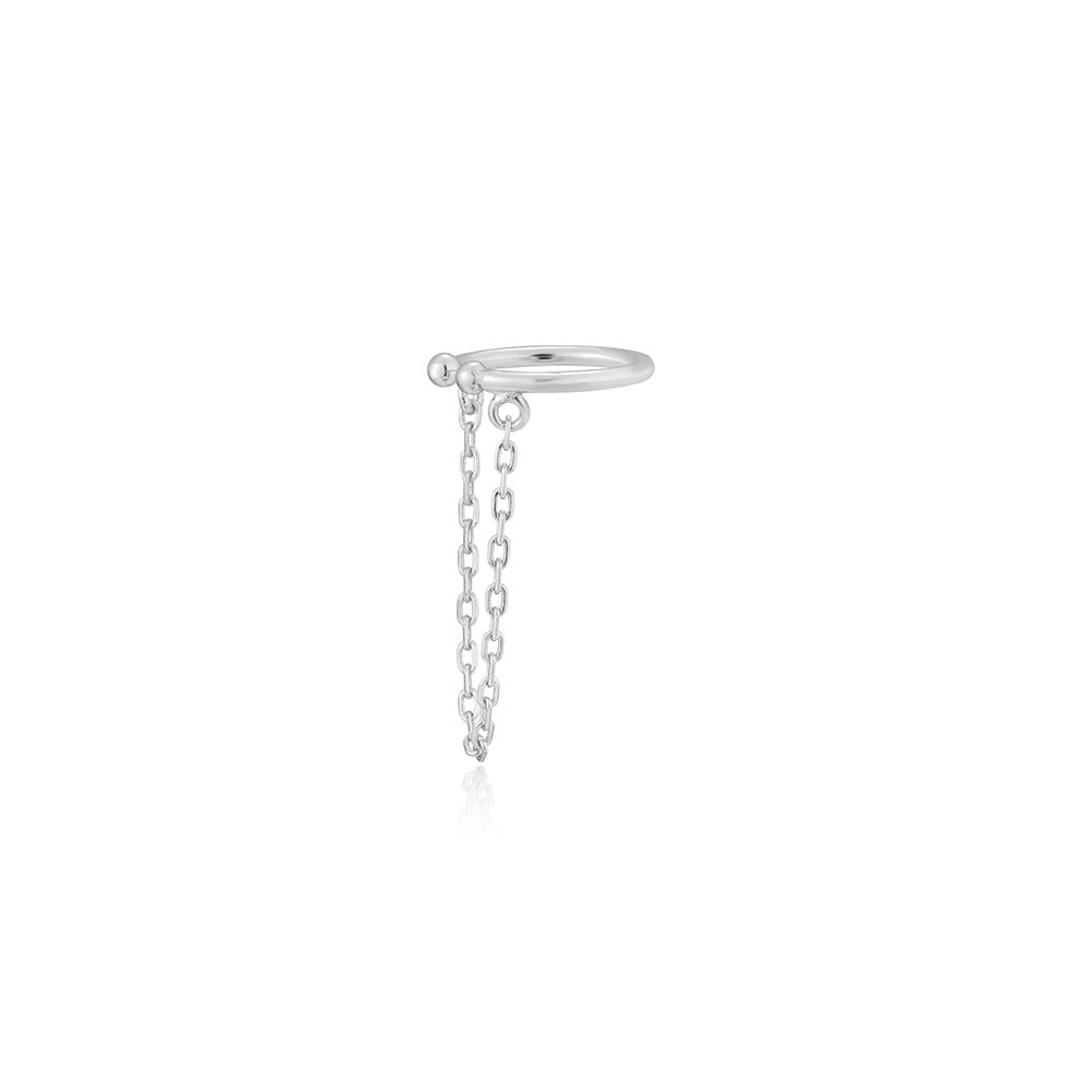 Minimal Chain Drop 925 Silver Ear Cuff E023-13H
