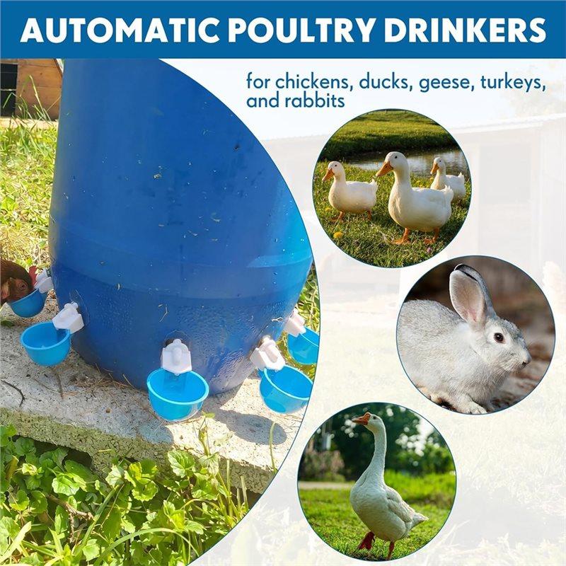 J1UL1N Water Dispenser Feeder 30 Set Automatic Chicken Waterer Cups With Tee Fitting Drinking Bowl For Duck, Goose
